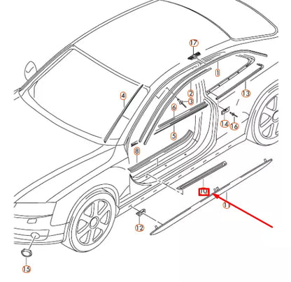 NEW AUDI A5 8T3 S5 FRONT RIGHT ENTRY STRIP WITH LETTERING 8T0853374L01C ORIGINAL