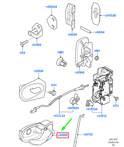 new ford transit mk3 left front internal opening handle 4077922 original