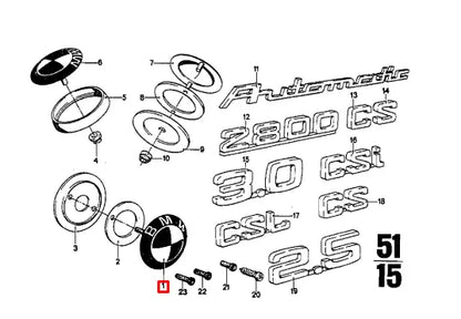 NEW BMW 2000 3.2 E9 REAR TAIPGATE TRUNK LID EMBLEM BADGE 51141872327