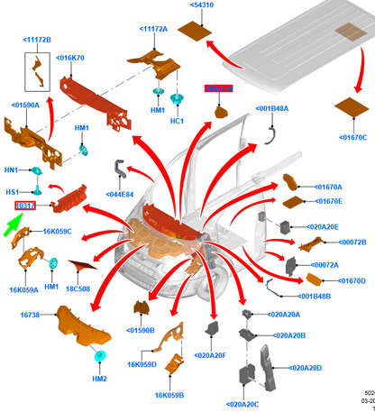 new ford transit custom mk1 front insulator splash shield 2031055 original