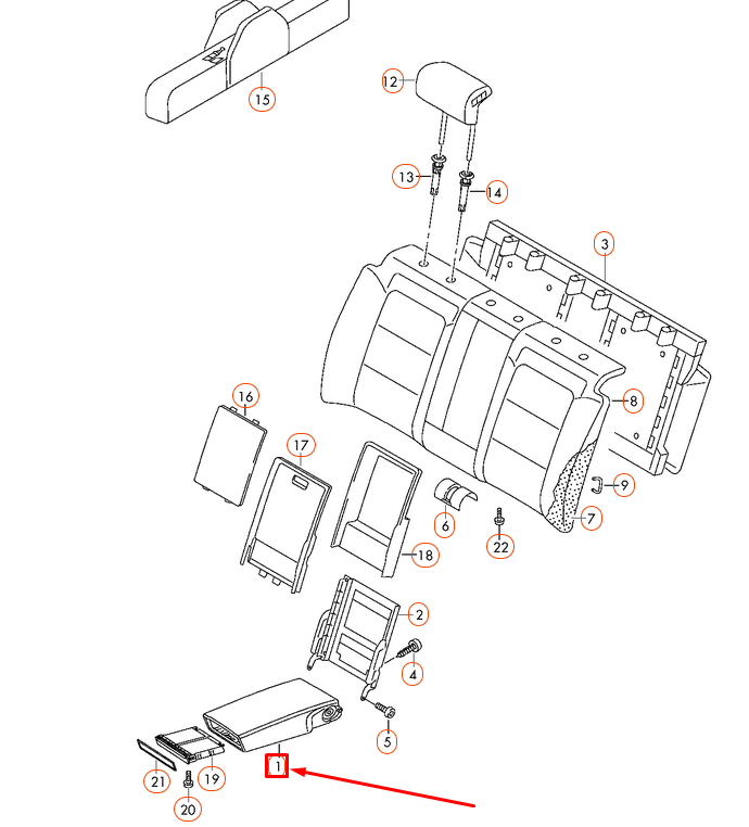 new audi a4 b8 rear seat middle armrest 8t0885875af25d original