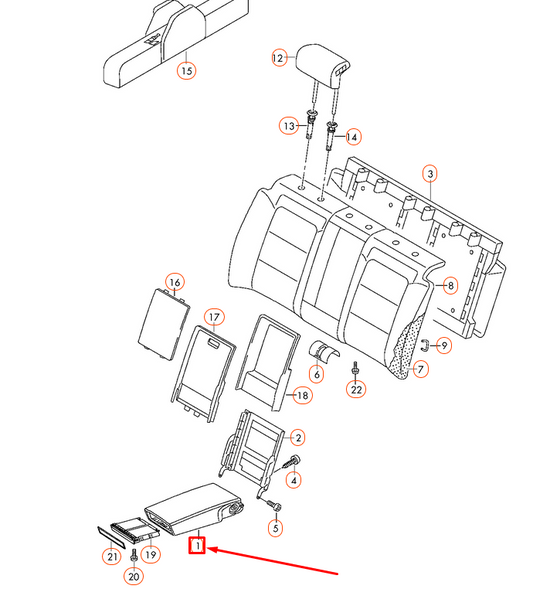 new audi a4 b8 rear seat middle armrest 8t0885875af25d original