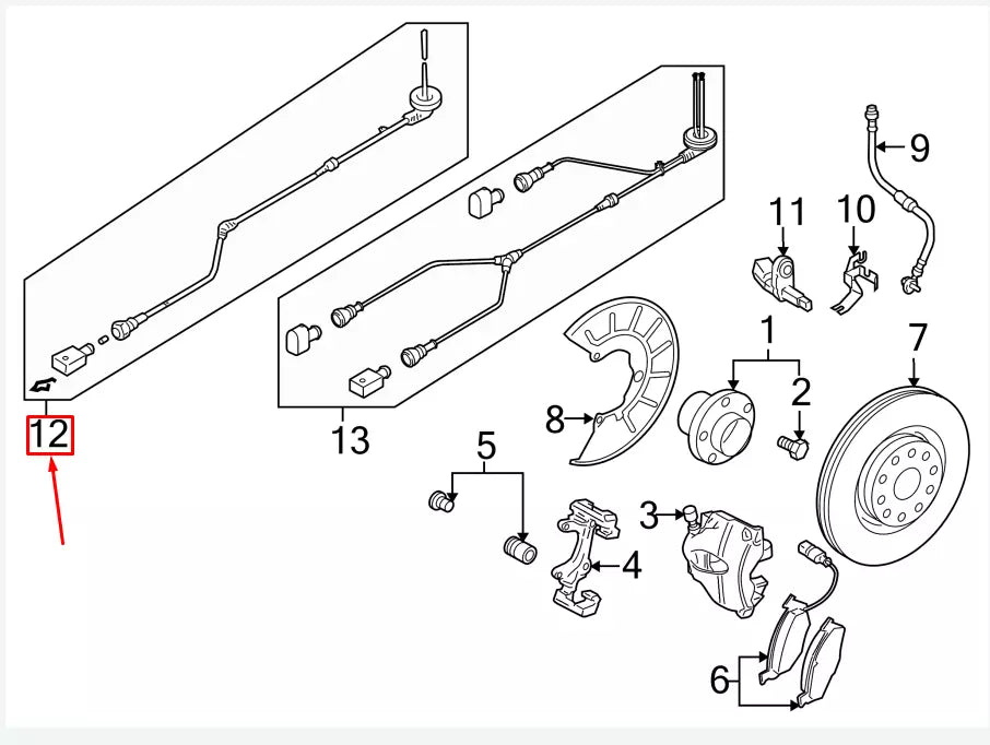 NEW VW EOS 1F FRONT LEFT ABS SENSOR WIRING 1Q0927903P ORIGINAL