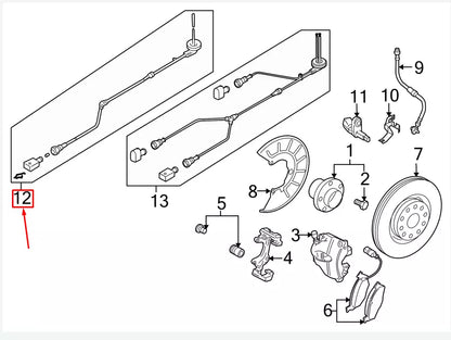 NEW VW EOS 1F FRONT LEFT ABS SENSOR WIRING 1Q0927903P ORIGINAL