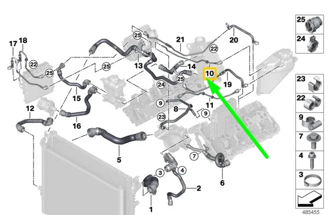 NEW BMW 5 G30 CYLINDER HEAD PIPE 8602667 17128602667 ORIGINAL