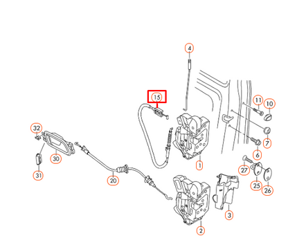 NEW VW TIGUAN 5N MOUNTING BAR DOOR LOCK BOWDEN CABLE 5N0837017E ORIGINAL