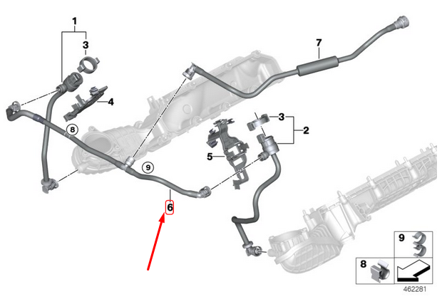 new bmw 7 g11 fuel tank breather line 13908601849 8601849 original
