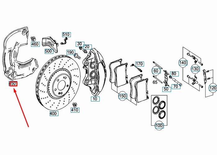 NEW MB S C217 AMG FRONT LEFT BRAKE DISC PLASH SHIELD A2224211320 ORIGINAL