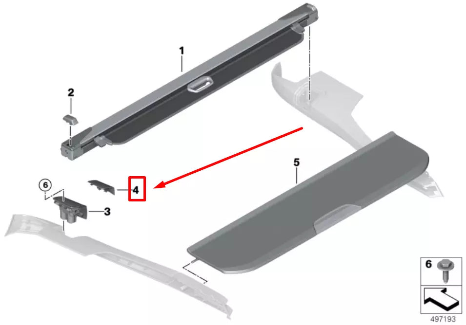 NEW BMW X7 G07 LEFT LUGG.COMP.LID MNTNG.ROLLER COVER 9893015 51479893015
