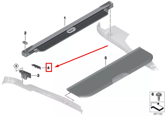 NEW BMW X7 G07 LEFT LUGG.COMP.LID MNTNG.ROLLER COVER 9893015 51479893015
