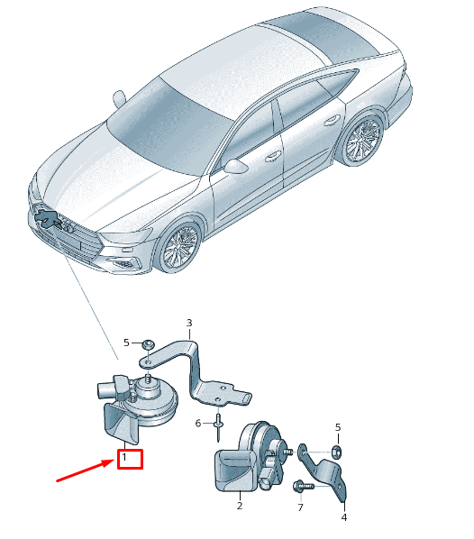 NEW AUDI A6 4A C8 RIGHT UPPER LOW TONE HORN SIGNAL 4K6951221C ORIGINAL