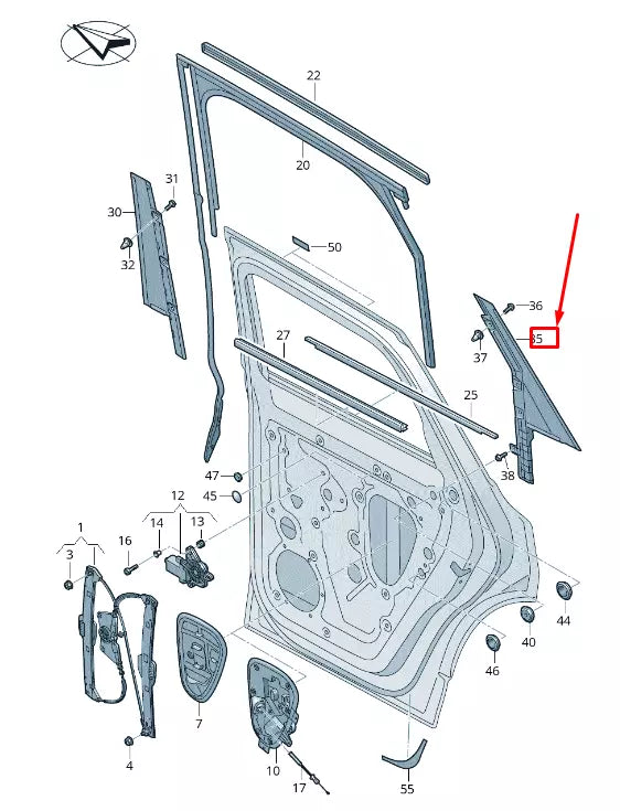 NEW VW TOUAREG CR REAR LEFT C-PILLAR TRIM 760839903B041