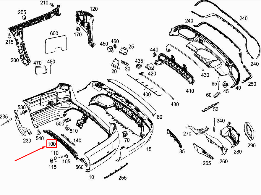 new mercedes-benz e w213 rear central bumper basic carrier a2138851565 original