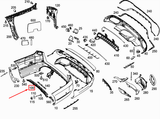 new mercedes-benz e w213 rear central bumper basic carrier a2138851565 original
