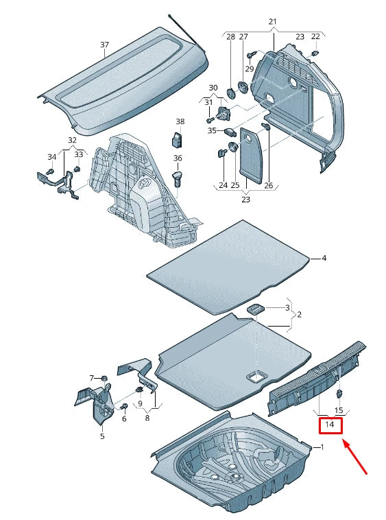 NEW AUDI A3 SPORTBACK 8V REAR INTERIOR BOOT TRIM PANEL 8V3863471J4PK ORIGINAL