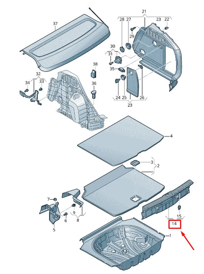 NEW AUDI A3 SPORTBACK 8V REAR INTERIOR BOOT TRIM PANEL 8V3863471J4PK ORIGINAL