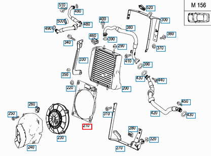 NEW MB CLK C209 ENGINE OIL COOLING FAN RADIATOR SHROUD A2095051030 ORIGINAL