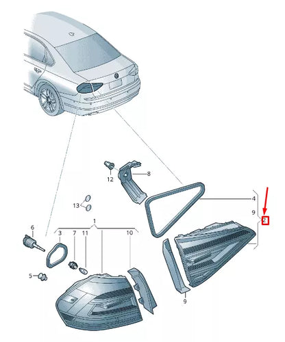 NEW VW PASSAT VARIANT B8 3G REAR RIGHT INNER TAILLIGHT 561945308C ORIGINAL