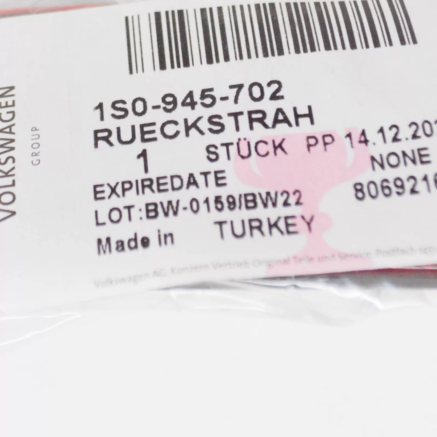 NEW VW UP BL REAR RIGHT BUMPER REFLECTOR 1S0945702 ORIGINAL