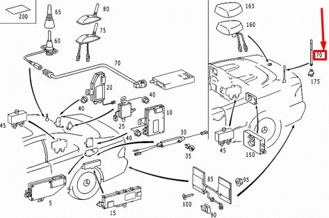 NEW MERCEDES-BENZ CLK C208 REAR LEFT FENDER ANTENNA A2088200775 ORIGINAL