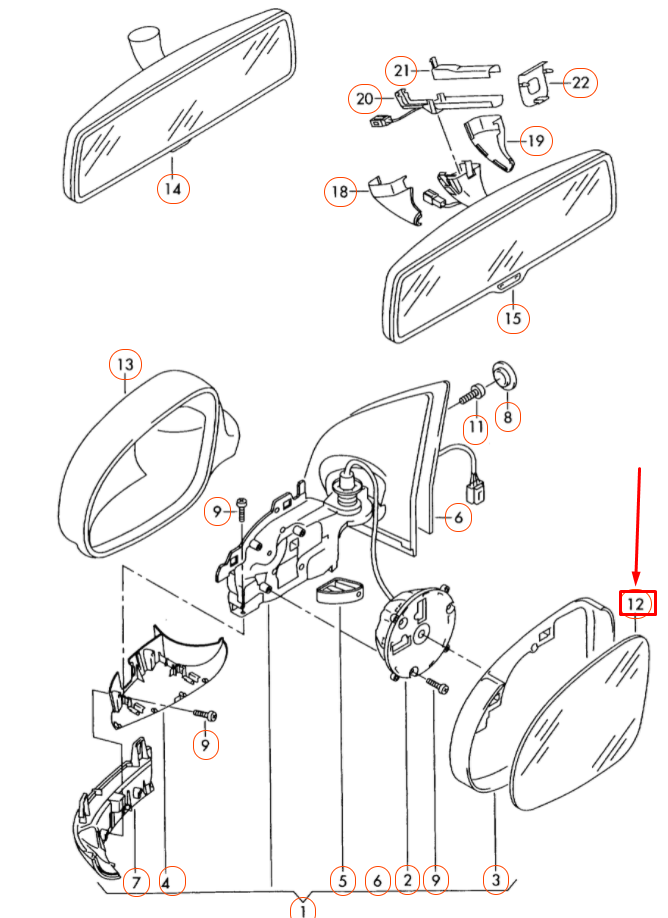 NEW VOLKSWAGEN GOLF 5K MK6 FRONT LEFT DOOR MIRROR GLASS 5M0857521D ORIGINAL
