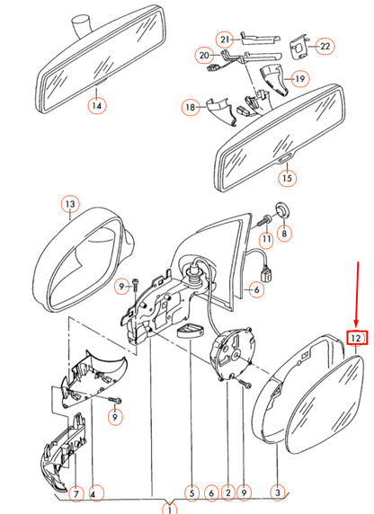 NEW VOLKSWAGEN GOLF 5K MK6 FRONT LEFT DOOR MIRROR GLASS 5M0857521D ORIGINAL
