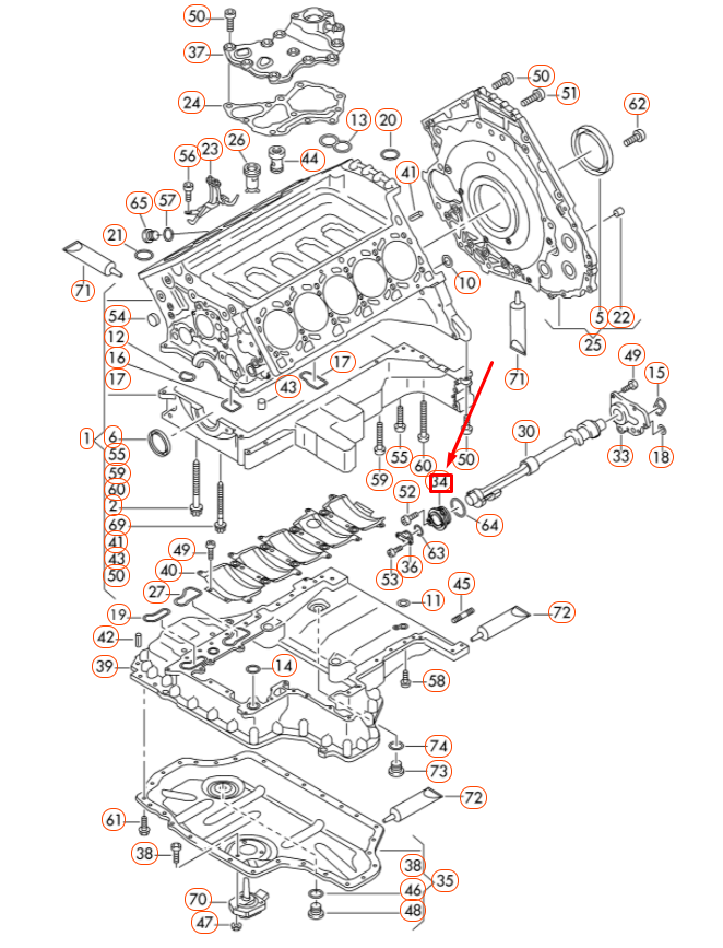 NEW AUDI A6 C6 FRONT OIL SUMP BALANCER SHAFT BRACKET 07L103329H ORIGINAL