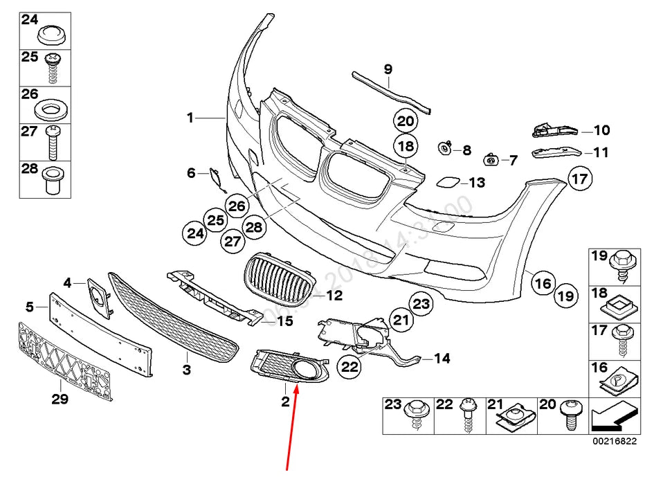 NEW BMW 3 E93 LEFT FOG LIGHT GRILLE M SPORT 51118041181 8041181 2009