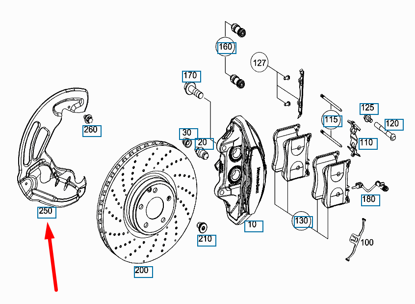 NEW MERCEDES-BENZ S-CLASS W222 FRONT RIGHT BRAKE DISC COVER A2224211020 ORIGINAL