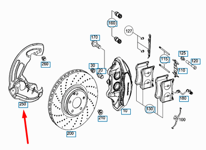 NEW MERCEDES-BENZ S-CLASS W222 FRONT RIGHT BRAKE DISC COVER A2224211020 ORIGINAL