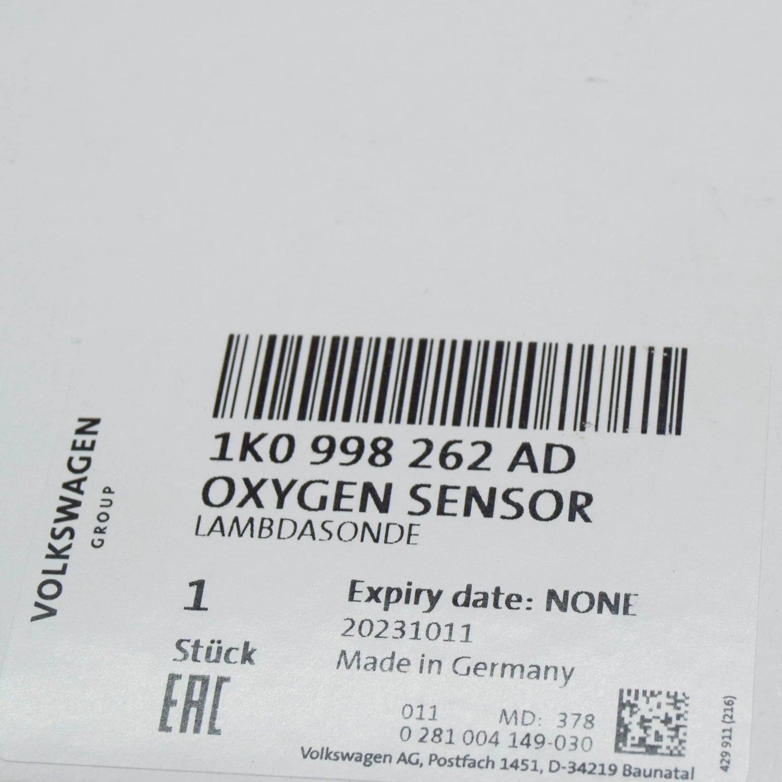 NEW AUDI A1 8X LAMBDA PROBE REPAIR SET 1K0998262AD ORIGINAL