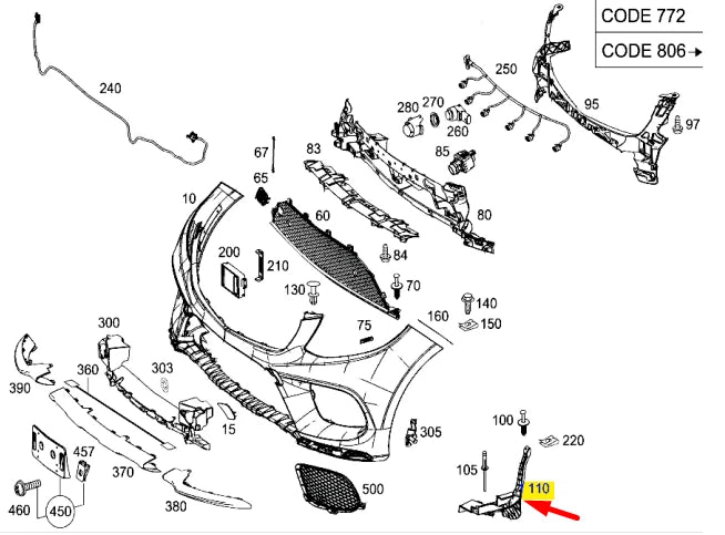 NEW MERCEDES-BENZ GLE W166 FRONT BUMPER RIGHT COVER A1668852624