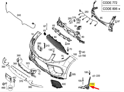 NEW MERCEDES-BENZ GLE W166 FRONT BUMPER RIGHT COVER A1668852624