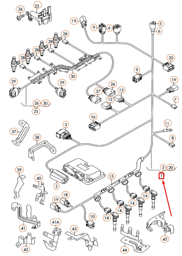 NEW AUDI A3 8P ENGINE WIRING HARNESS 06J972619AF ORIGINAL