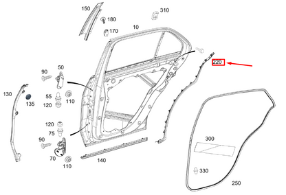 new mercedes-benz gle w167 rear left door cover strip a1676980502 original