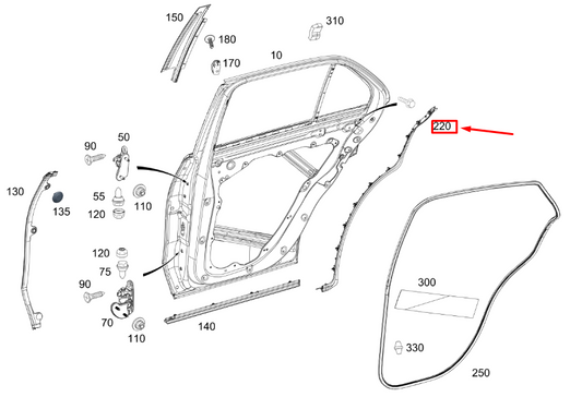 new mercedes-benz gle w167 rear left door cover strip a1676980502 original