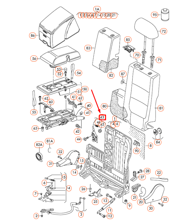 NEW VOLKSWAGEN TIGUAN 5N MK1 REAR LEFT SEAT BACKREST LOCK 1K0885297E ORIGINAL