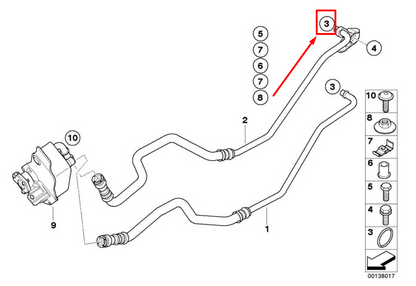 new bmw 1 cabrio e88 trans oil cooler line o-ring 17227581147 7581147 original