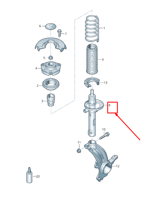 new audi a3 sportback 8v front shock absorber 5q0413031gd original