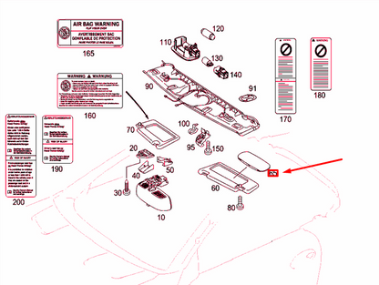 NEW MERCEDES-BENZ SL R230 SUN VISOR HOUSING A23081000799051 ORIGINAL