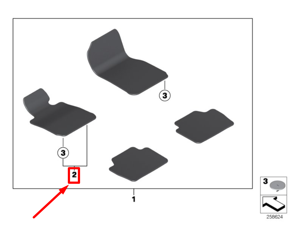 new bmw 3 f30, f80 front left floor mat 51477332097 7332097 original