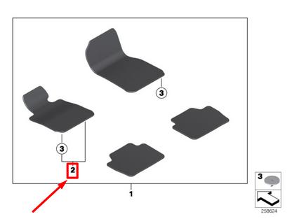 new bmw 3 f30, f80 front left floor mat 51477332097 7332097 original