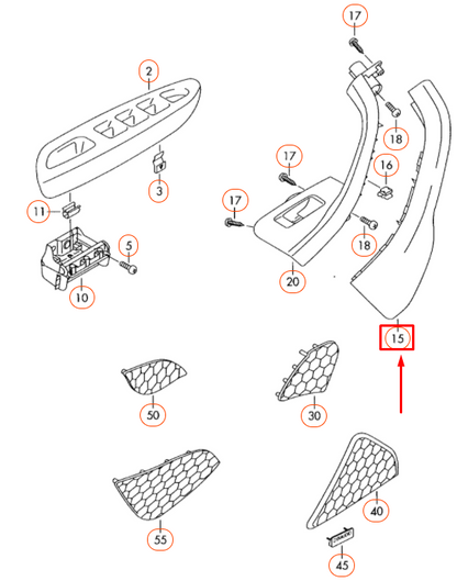 NEW VOLKSWAGEN EOS FRONT RIGHT GRAB HANDLE COVER LHD 1K0868040B81U ORIGINAL