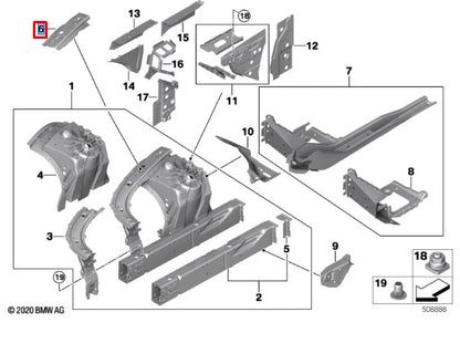 NEW BMW M5 F90 FRONT RIGHT WHEEL HOUSING STRUT 41007446670 ORIGINAL