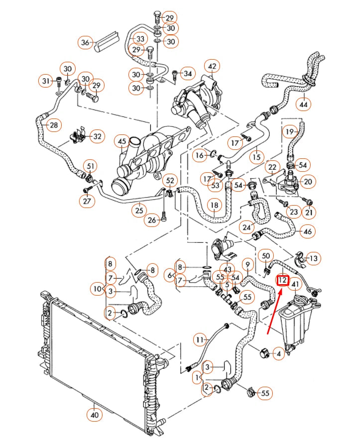 NEW AUDI Q5 8R REAR ENGINE COOLANT HOSE 8R0121081T ORIGINAL