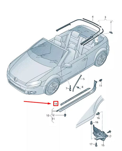 NEW VOLKSWAGEN GOLF 5G MK7 SIDE SILL TRIM STRIP 5K3853537NHY8