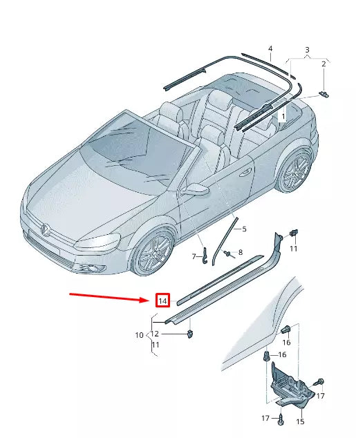 NEW VOLKSWAGEN GOLF 5G MK7 SIDE SILL TRIM STRIP 5K3853537NHY8