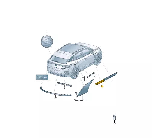 NEW VOLKSWAGEN ID.4 E21 FRONT RIGHT WING BADGE LOGO 11A853688EXJW ORIGINAL