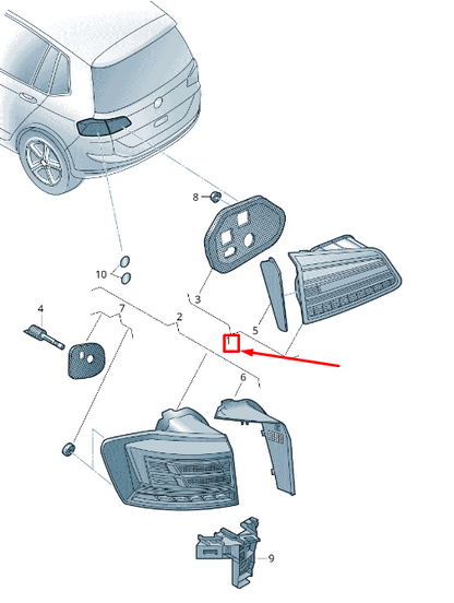 new vw golf sportsvan am rear right inner tailgate taillight 510945094ab