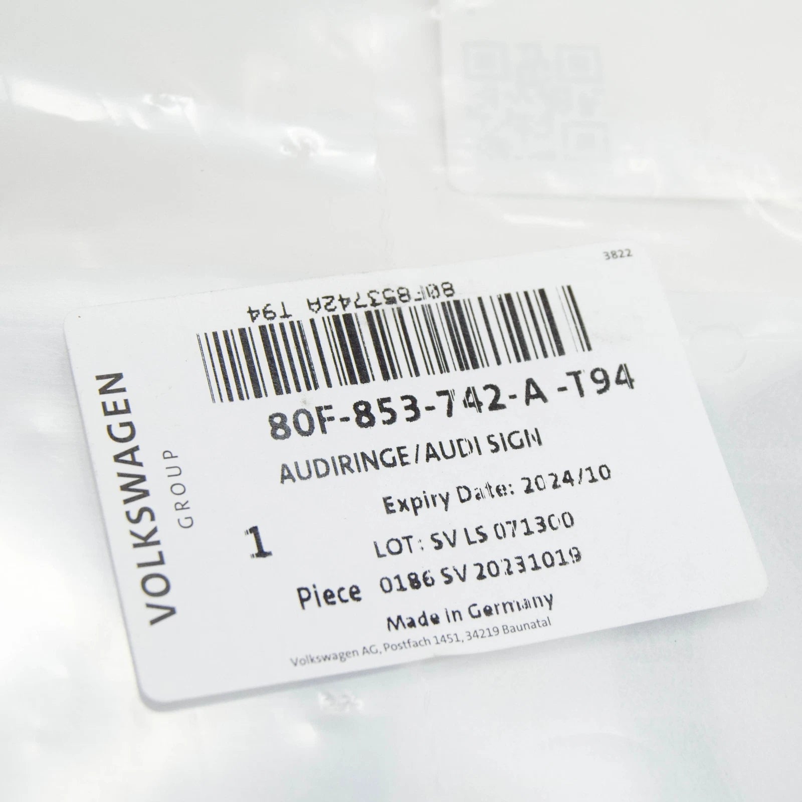 NEW AUDI Q5 FY SPOTBACK REAR TRUNK BOOTLID BADGE 80F853742AT94 ORIGINAL